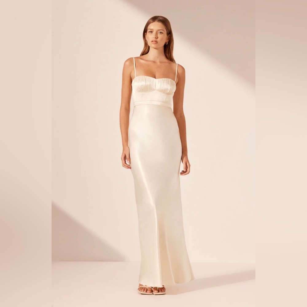 Shona Joy LA LUNE CORDED RUCHED MAXI DRESS - CREAM